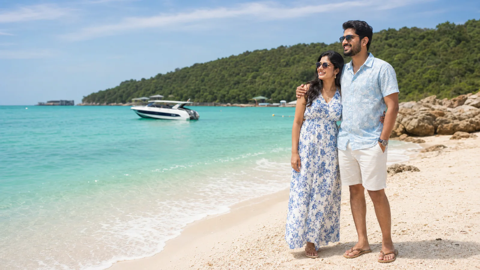 Visitors relaxing on Coral Island